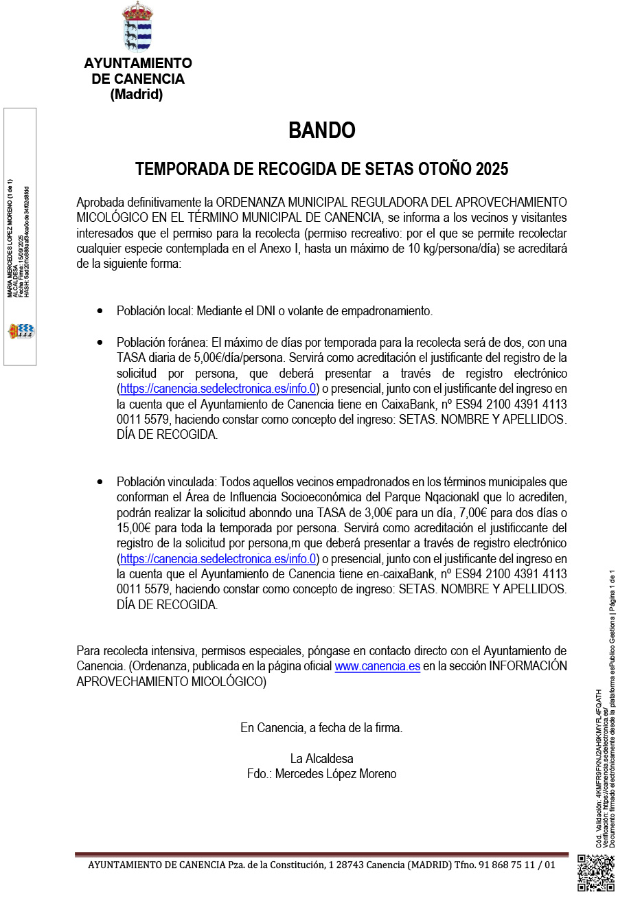 BANDO RECOGIDA DE SETAS