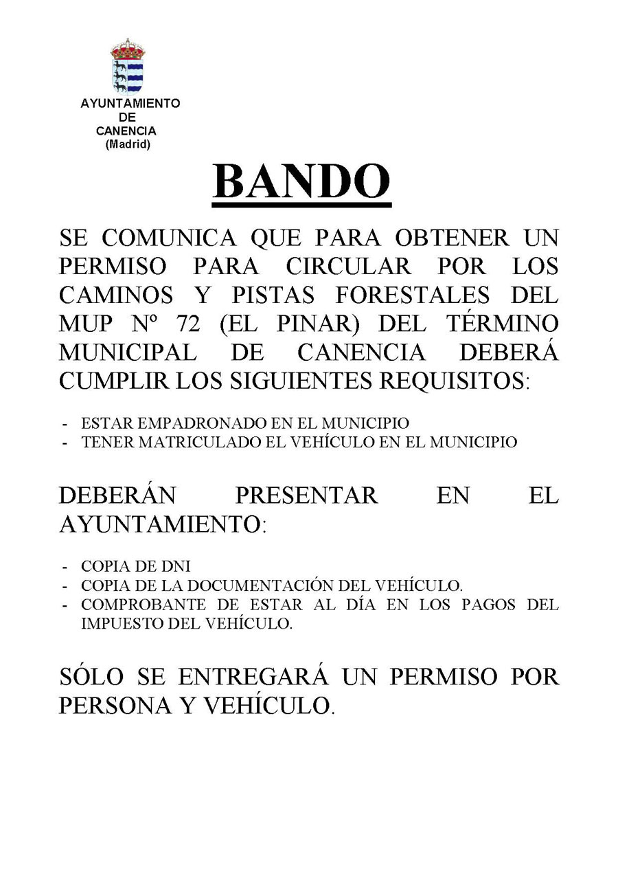 BANDO PERMISOS CAMINOS