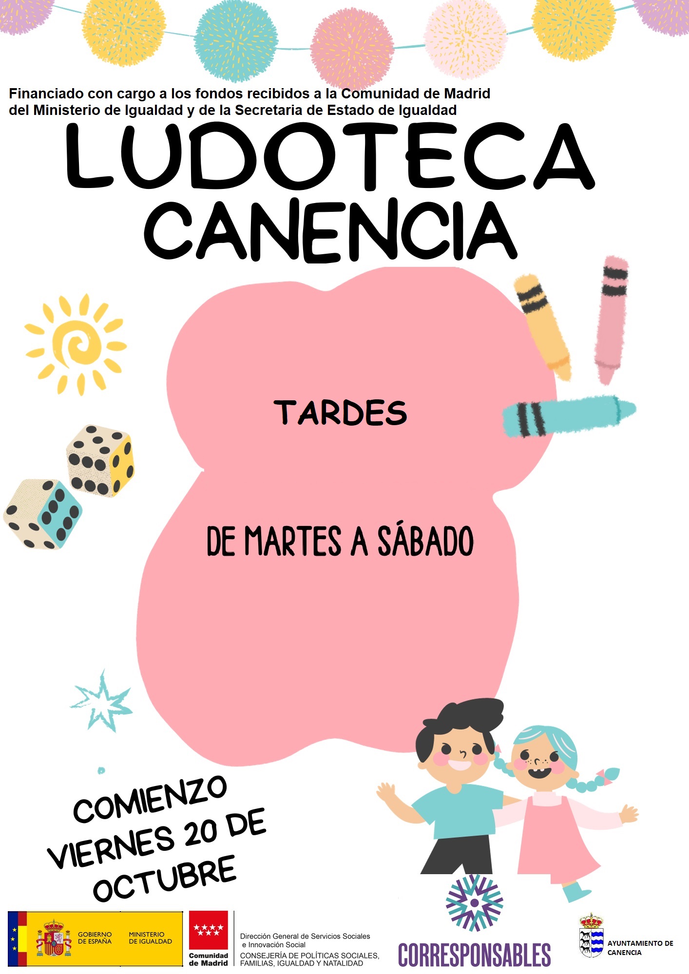 CARTEL LUDOTECA LOGOS. SIN HORARIO