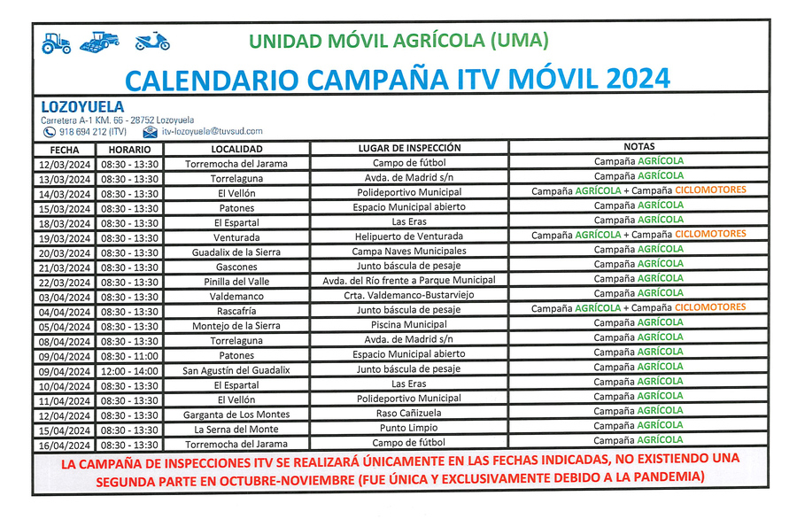 Campaña ITV Movil agricola 2024