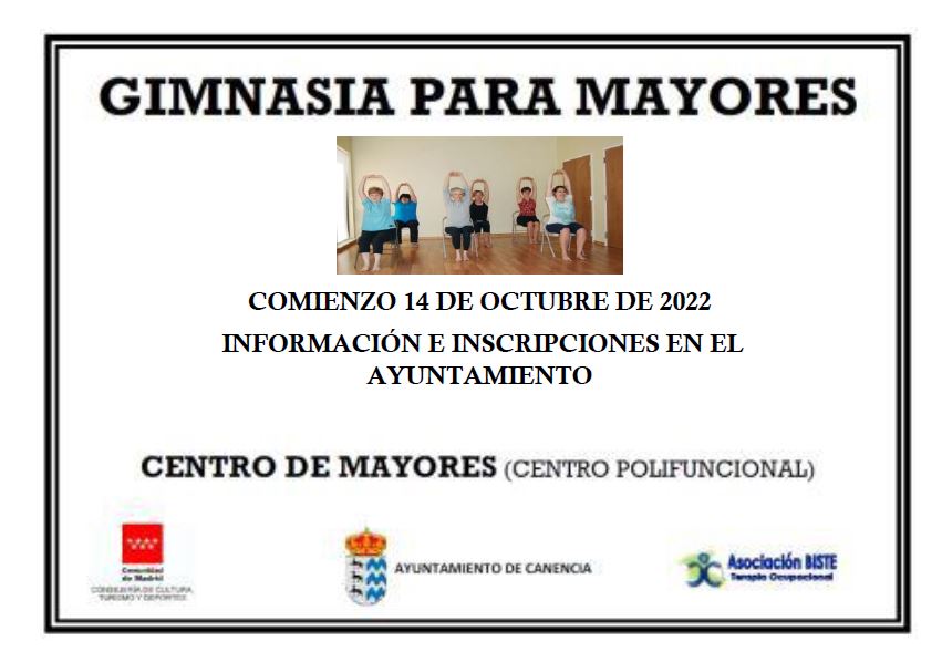 Cartel GIMNASIA PARA MAYORES 2019 2020