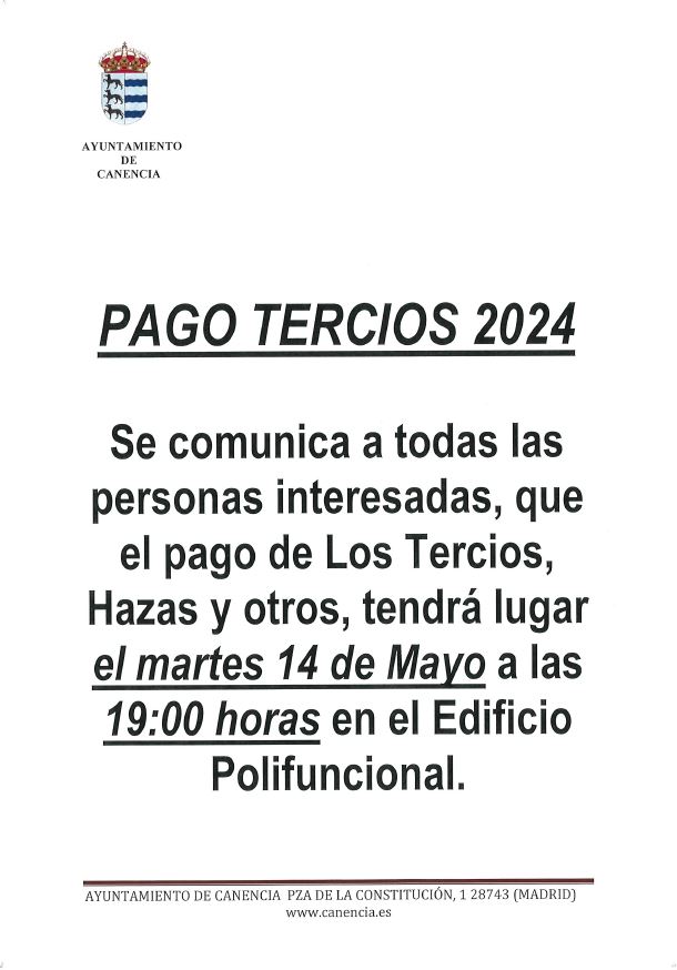 Pago Tercios 2024 Canencia