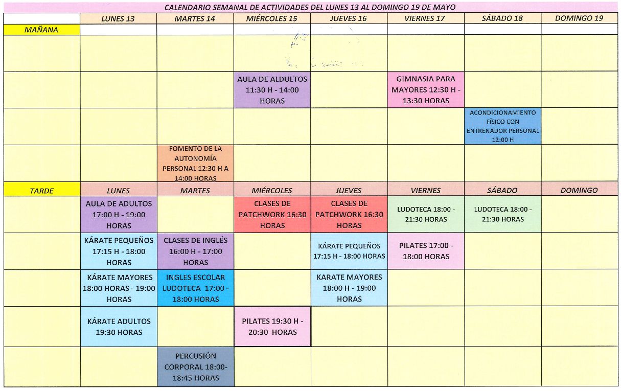 Calendario semanal Canencia 20240429