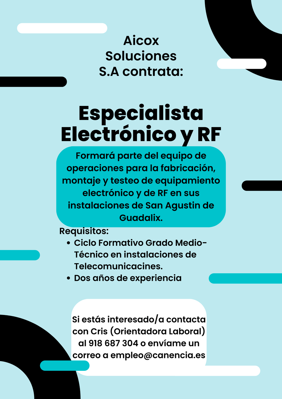 Oferta empleo Especialista Electrónico