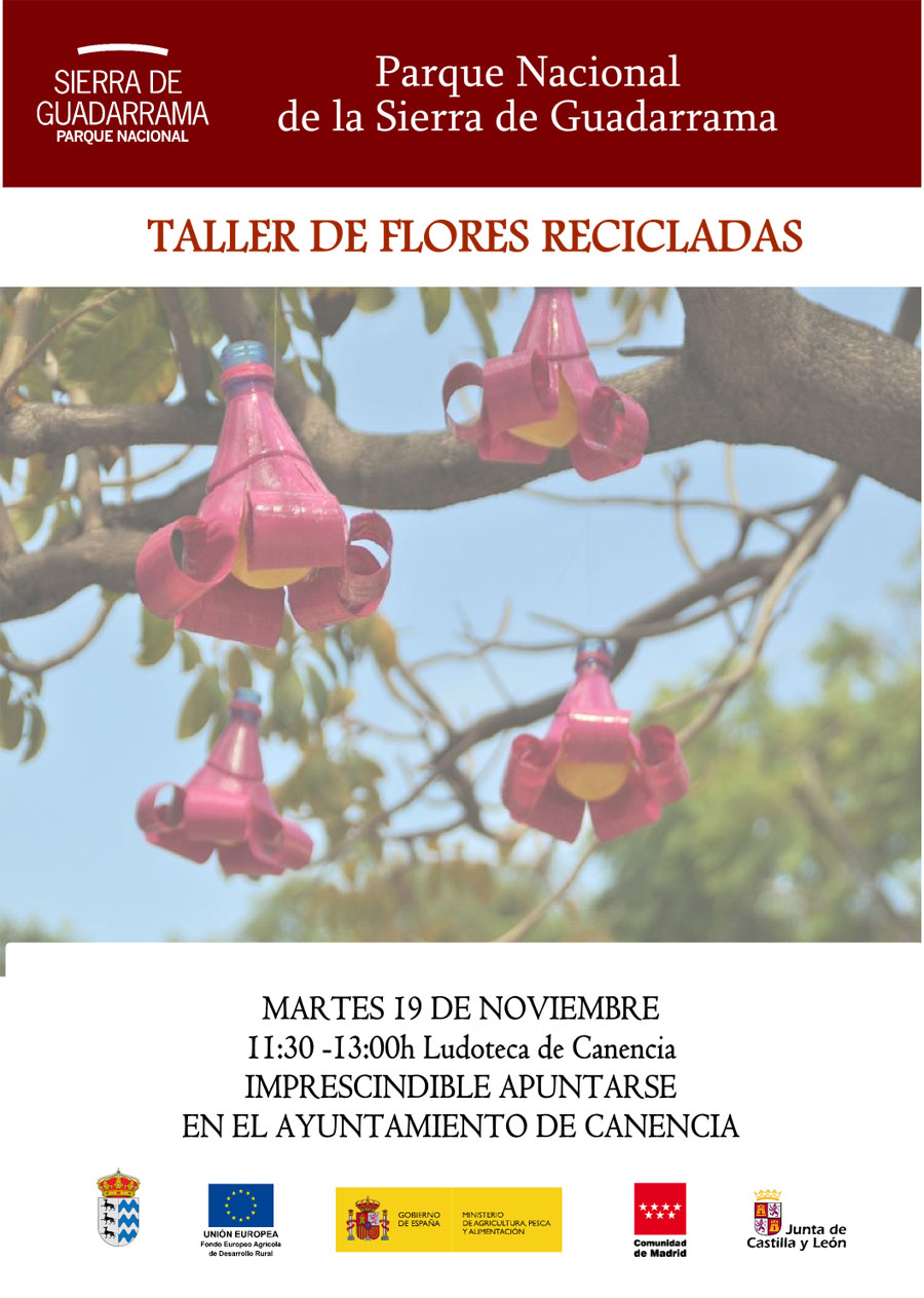 Cartel taller flores recicladas