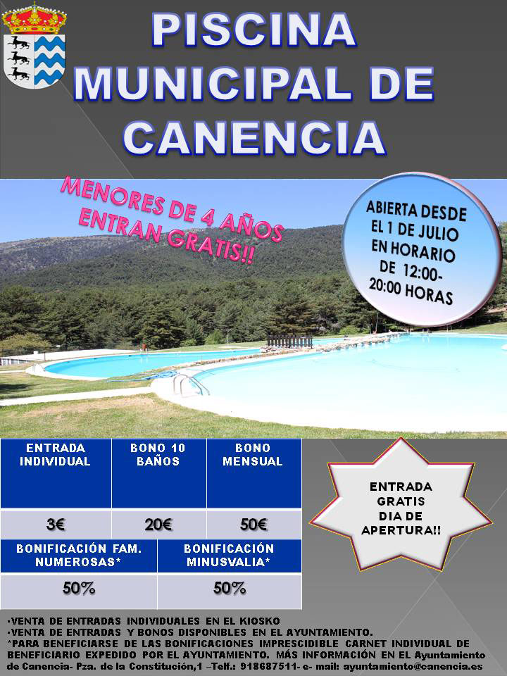 Piscina Municipal Canencia temporada 2019