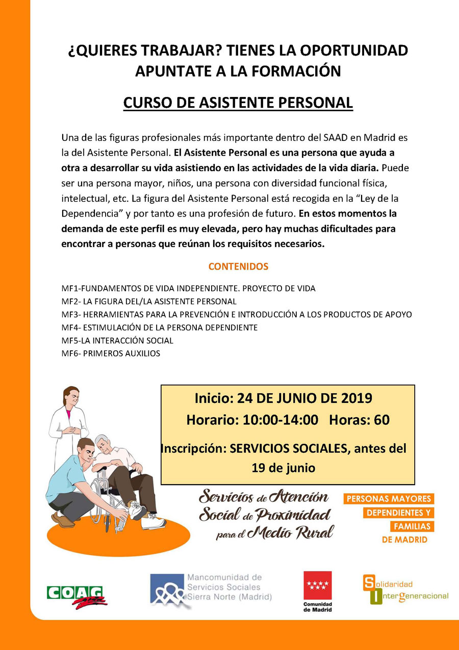 Cartel curso asistente personal