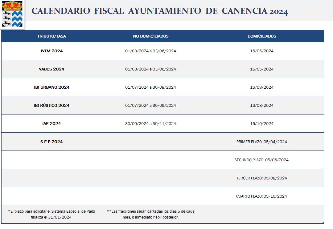 Calendario fiscal 2024